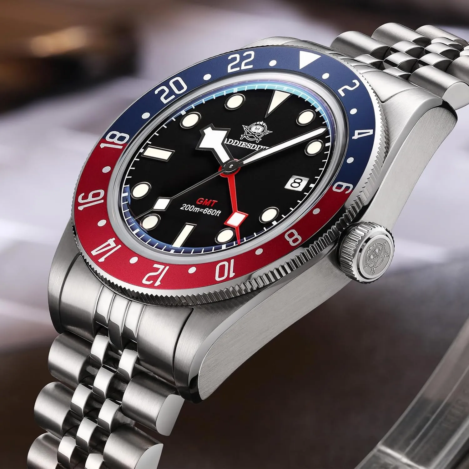 Water-Resistance endurance Luminous Analog GMT Quartz Watch ADDIESDIVE GMT Watches for Men Dive 