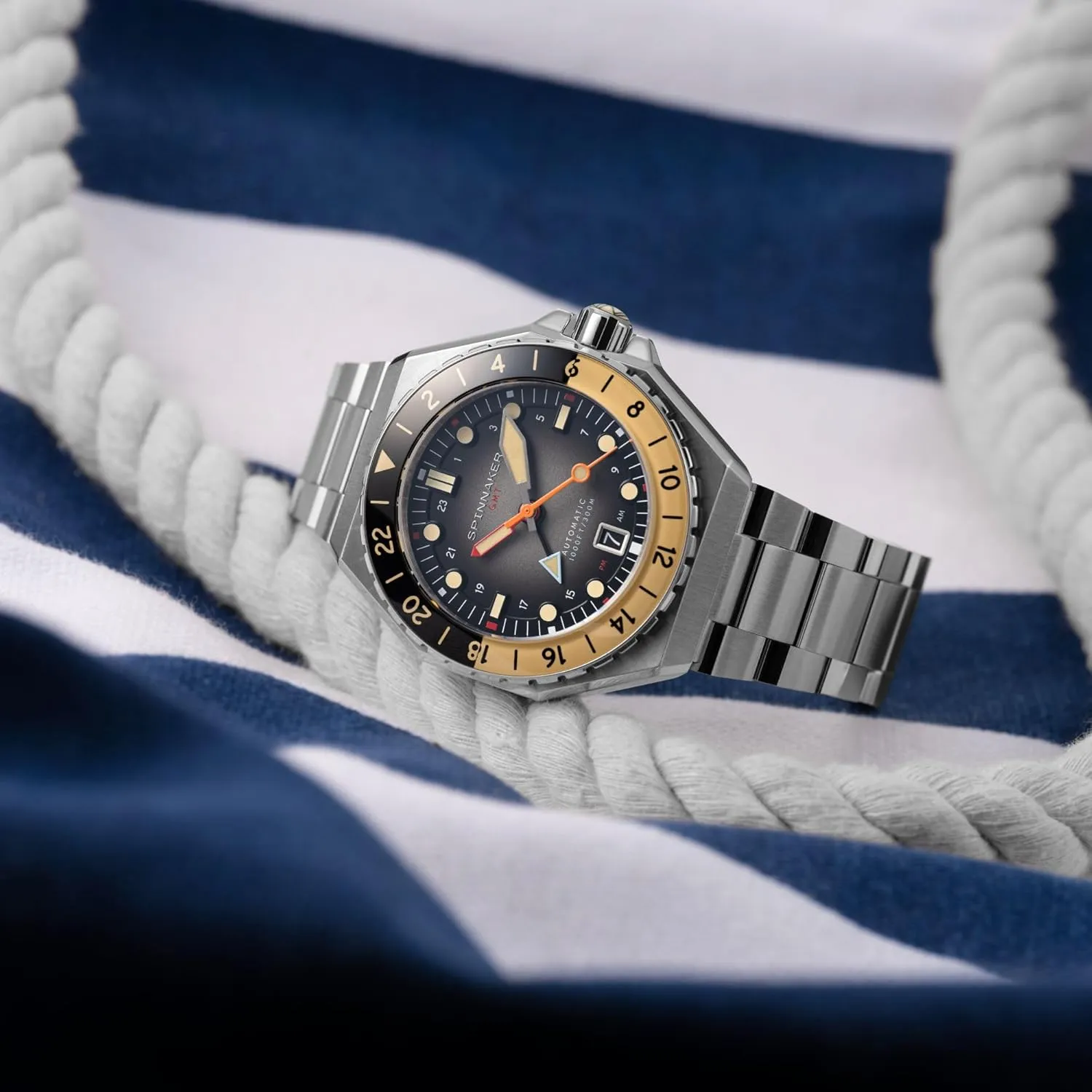 Water Resistant 300m, Stainless Steel Bracelet, SP-5119 Spinnaker Dumas Men's Automatic GMT Dive Watch inactivity ?C Seiko NH34 Movement, 44mm Stainless Steel Case, 