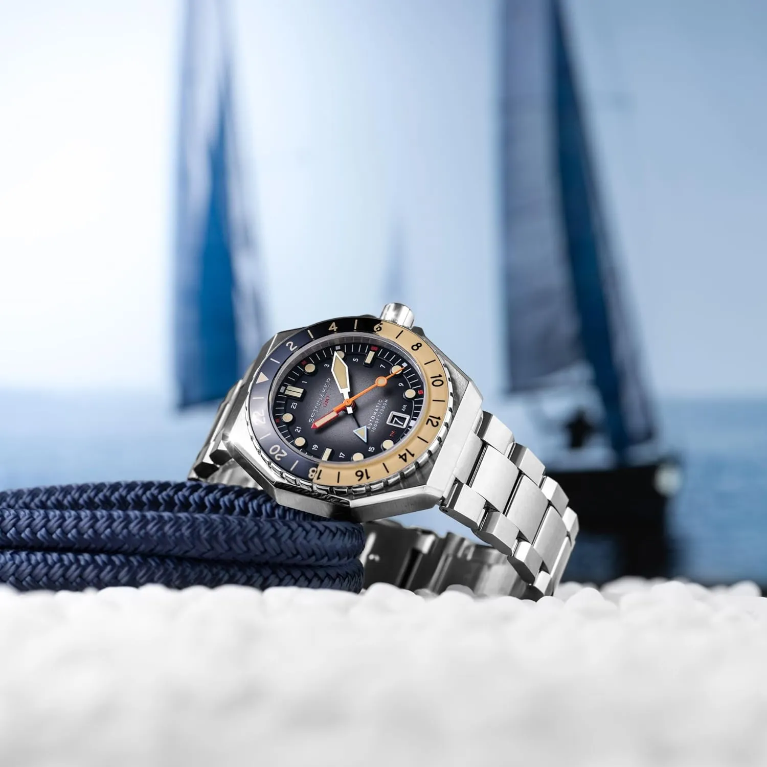 Water Resistant 300m, Stainless Steel Bracelet, SP-5119 Spinnaker Dumas Men's Automatic GMT Dive Watch inactivity ?C Seiko NH34 Movement, 44mm Stainless Steel Case, 