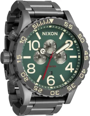 Water Resistant Men's Analog Fashion Watch (51mm quit Watch Face, 25mm Stainless Steel Band) NIXON 51-30 Chrono A1389-300m 