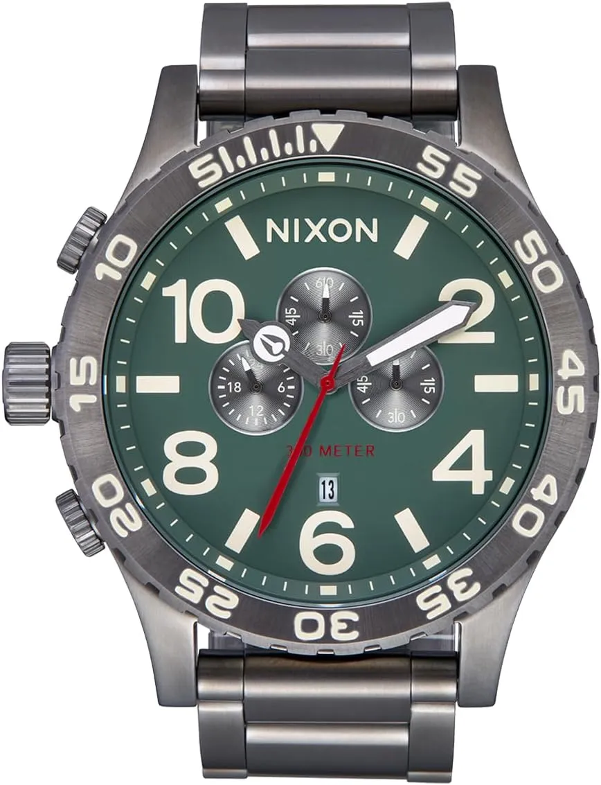 Water Resistant Men's Analog Fashion Watch (51mm quit Watch Face, 25mm Stainless Steel Band) NIXON 51-30 Chrono A1389-300m 