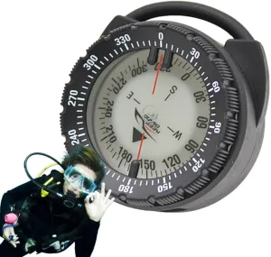 Water Sports, Camping, Hiking, Kayak, Canoe, Travel Dive Compass - Small Diving Compass with vulgar Pipe Clamp, Dive Compass Hose Mount | 50m Magnetic Lightweight Glowing Compass with Side Window for 