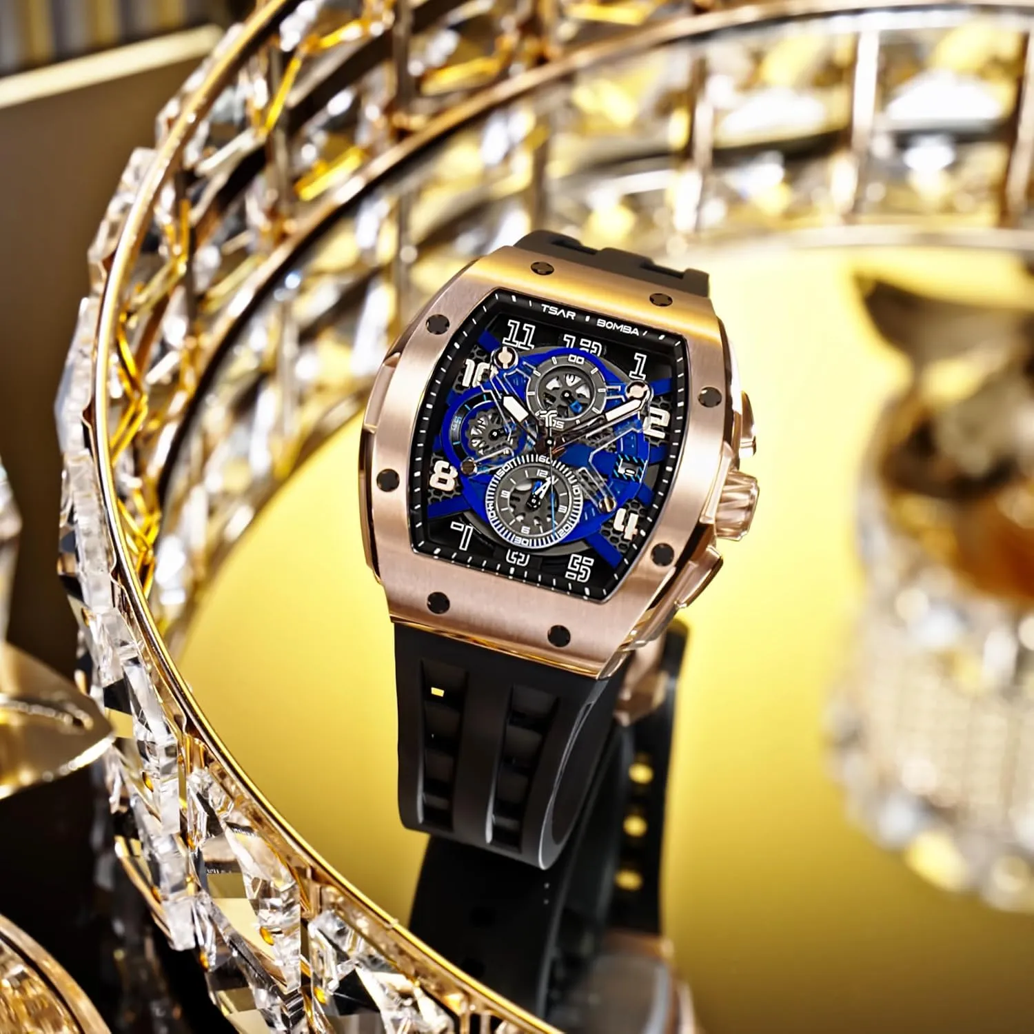 Waterproof 50M Analog Replica Watch Chronograph Calendar Date Men??s Dress gripe Business Work Watch Diver Large Square Face Wristwatch Mens Watches Luxury Tonneau Watches for Men 