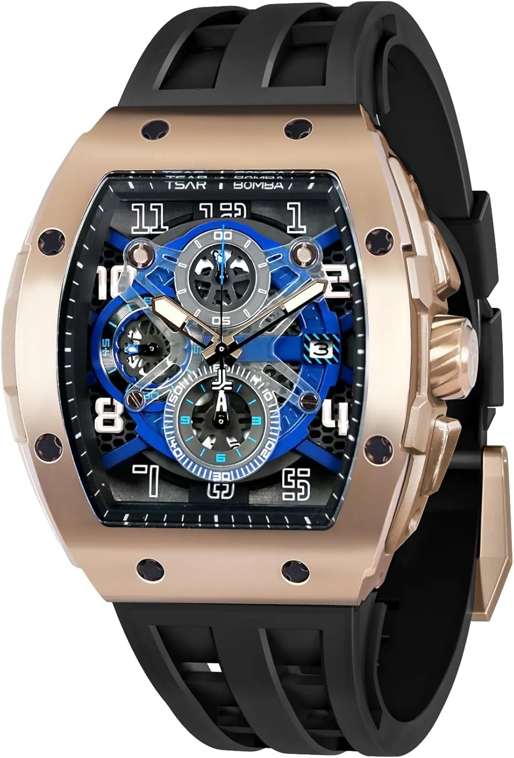 Waterproof 50M Analog Replica Watch Chronograph Calendar Date Men??s Dress gripe Business Work Watch Diver Large Square Face Wristwatch Mens Watches Luxury Tonneau Watches for Men 
