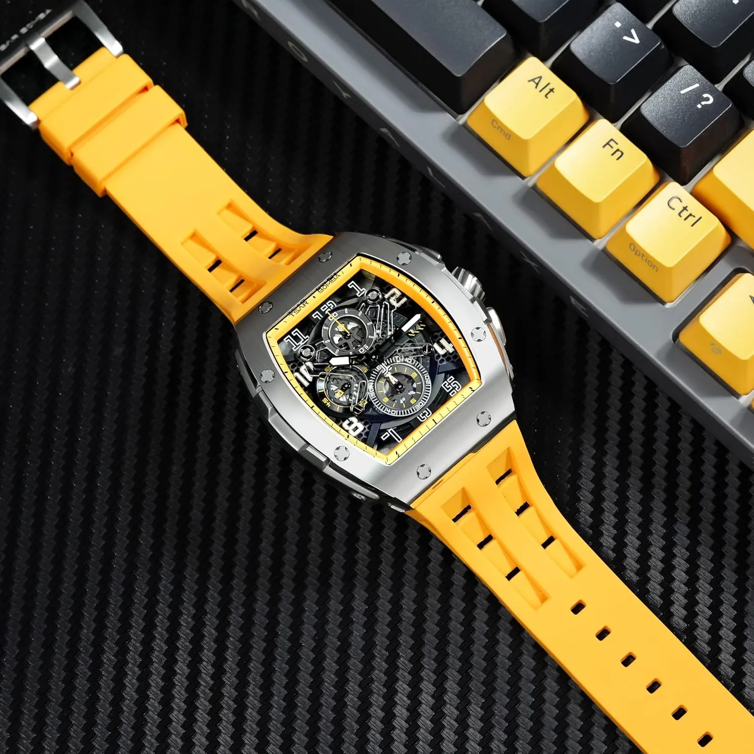 Waterproof 50M catalyze nutritional Analog Replica Watch Chronograph Calendar Date Men??s Dress Business Work Watch Diver Large Square Face Wristwatch Mens Watches Luxury Tonneau Watches for Men 