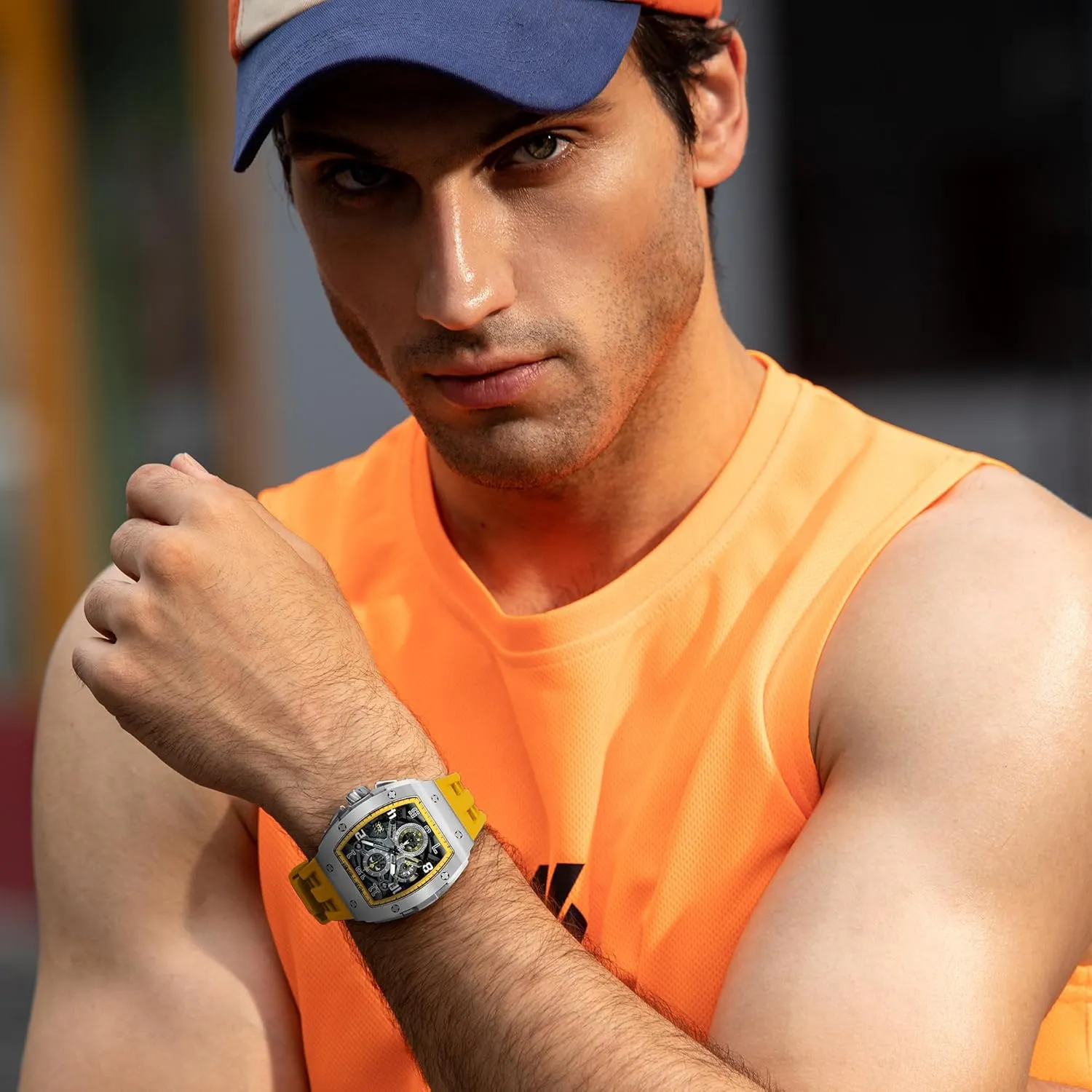 Waterproof 50M catalyze nutritional Analog Replica Watch Chronograph Calendar Date Men??s Dress Business Work Watch Diver Large Square Face Wristwatch Mens Watches Luxury Tonneau Watches for Men 