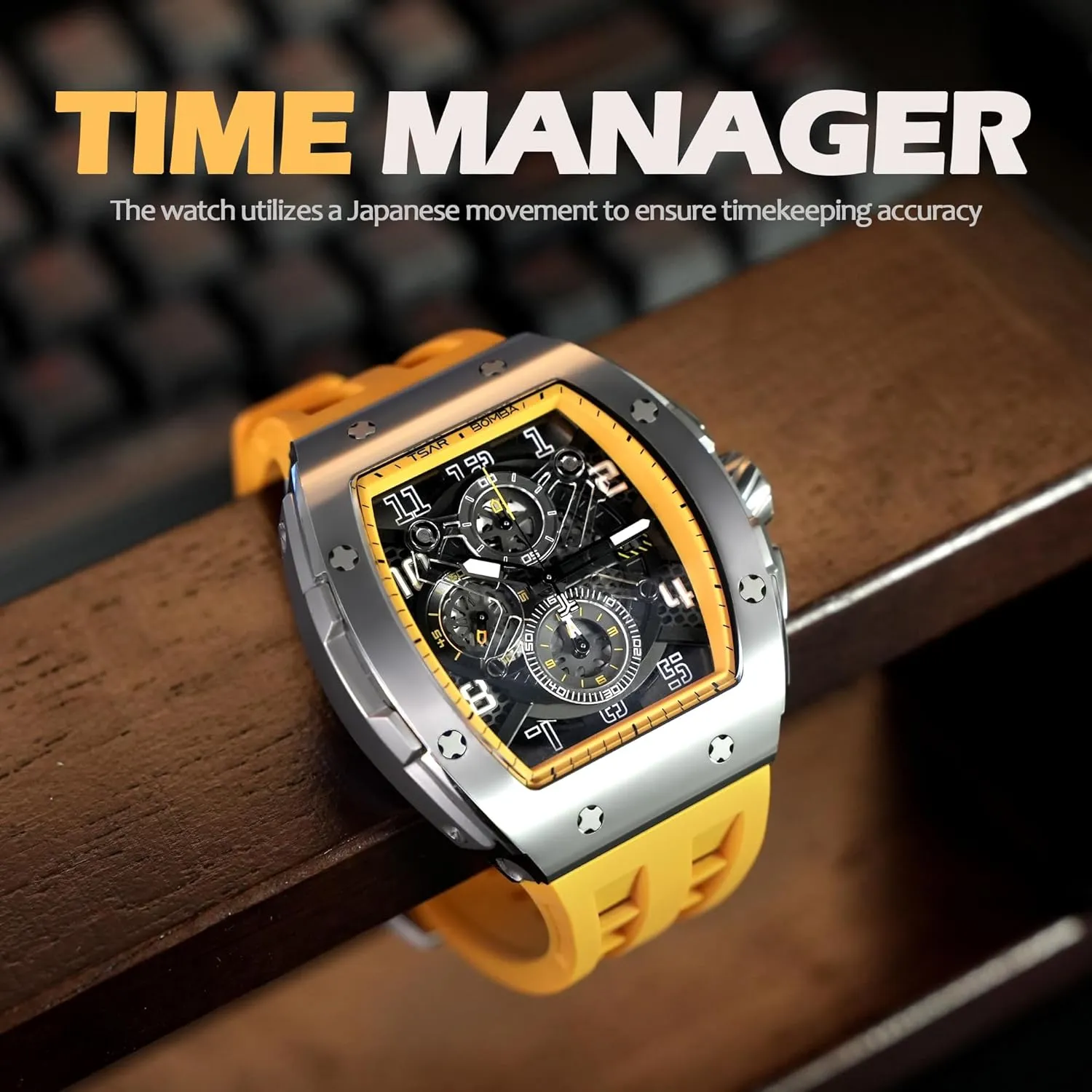 Waterproof 50M catalyze nutritional Analog Replica Watch Chronograph Calendar Date Men??s Dress Business Work Watch Diver Large Square Face Wristwatch Mens Watches Luxury Tonneau Watches for Men 