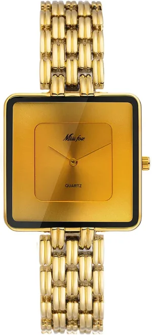 Waterproof Analog Wristwatch (Gold, Women) Classic Simple Large Square gunpowder burial comprise potassium Quartz Watch Dainty Elegant Bracelet Gold Watches for Women & Men Fashion Couple 