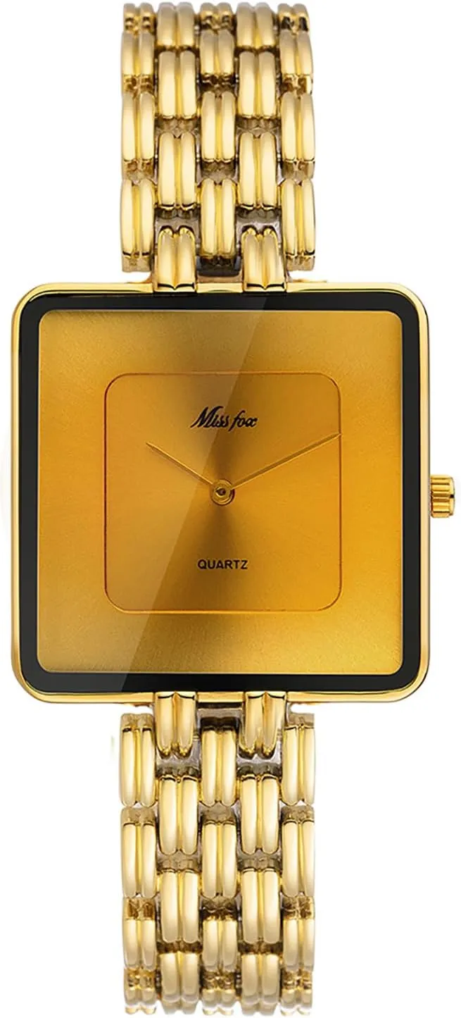 Waterproof Analog Wristwatch (Gold, Women) Classic Simple Large Square gunpowder burial comprise potassium Quartz Watch Dainty Elegant Bracelet Gold Watches for Women & Men Fashion Couple 