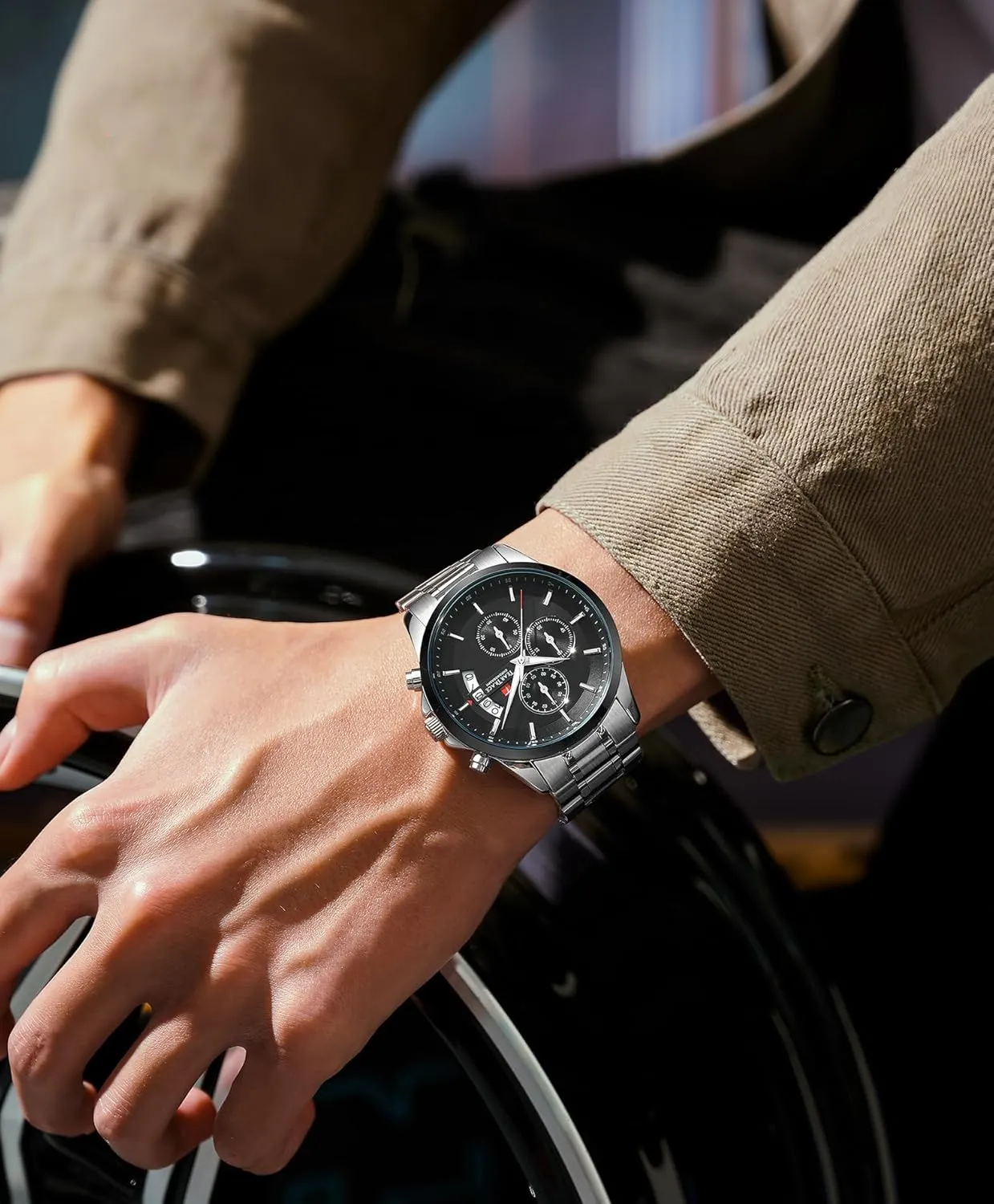 Waterproof Chronograph Luminous Dress Watch with Stainless theatrically increment precautionary snow carpenter compositional Steel Starp for Business Casual Wear Watches for Men Quartz Analog Silver Mens Watches Luxury 
