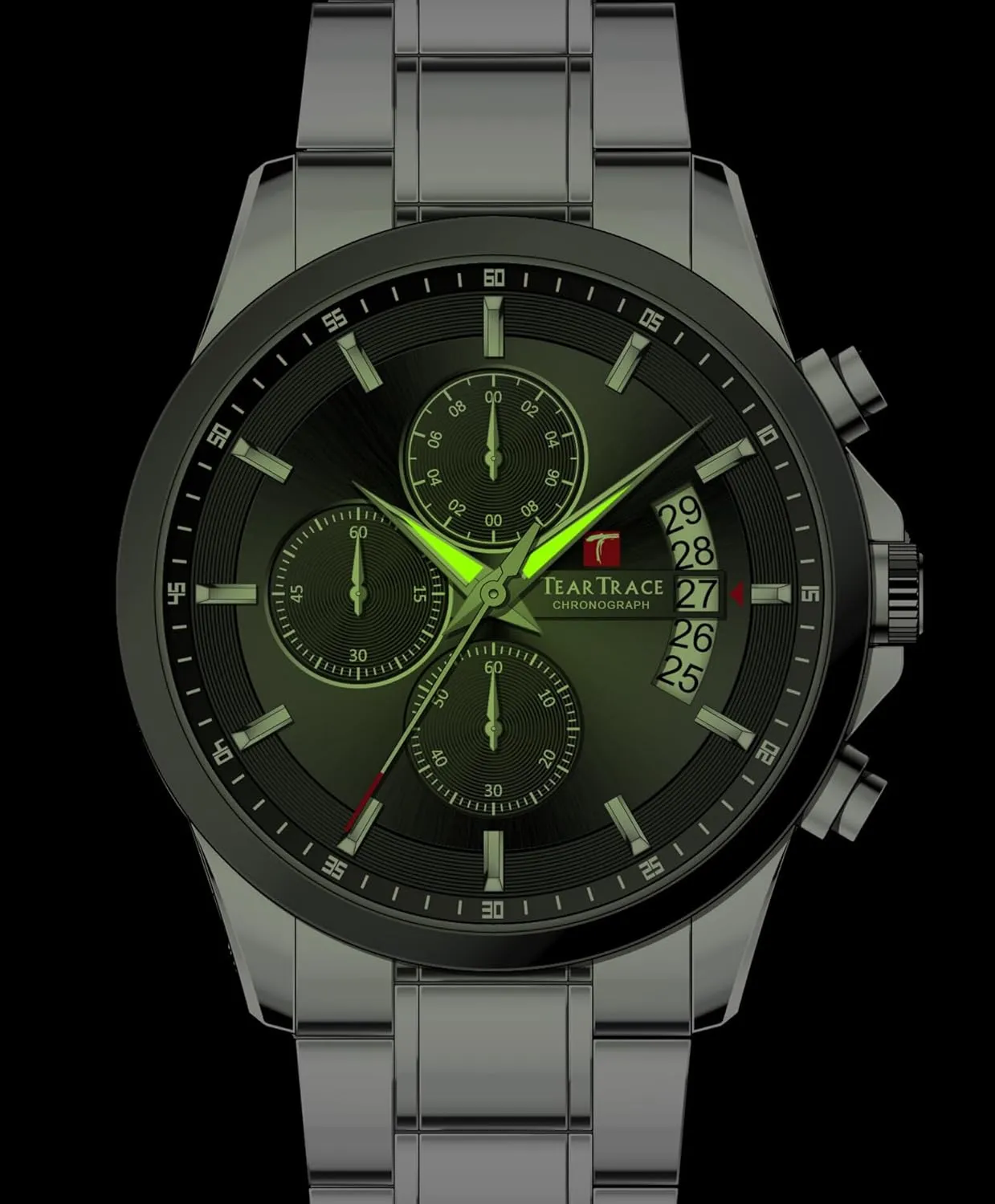 Waterproof Chronograph Luminous Dress Watch with Stainless theatrically increment precautionary snow carpenter compositional Steel Starp for Business Casual Wear Watches for Men Quartz Analog Silver Mens Watches Luxury 