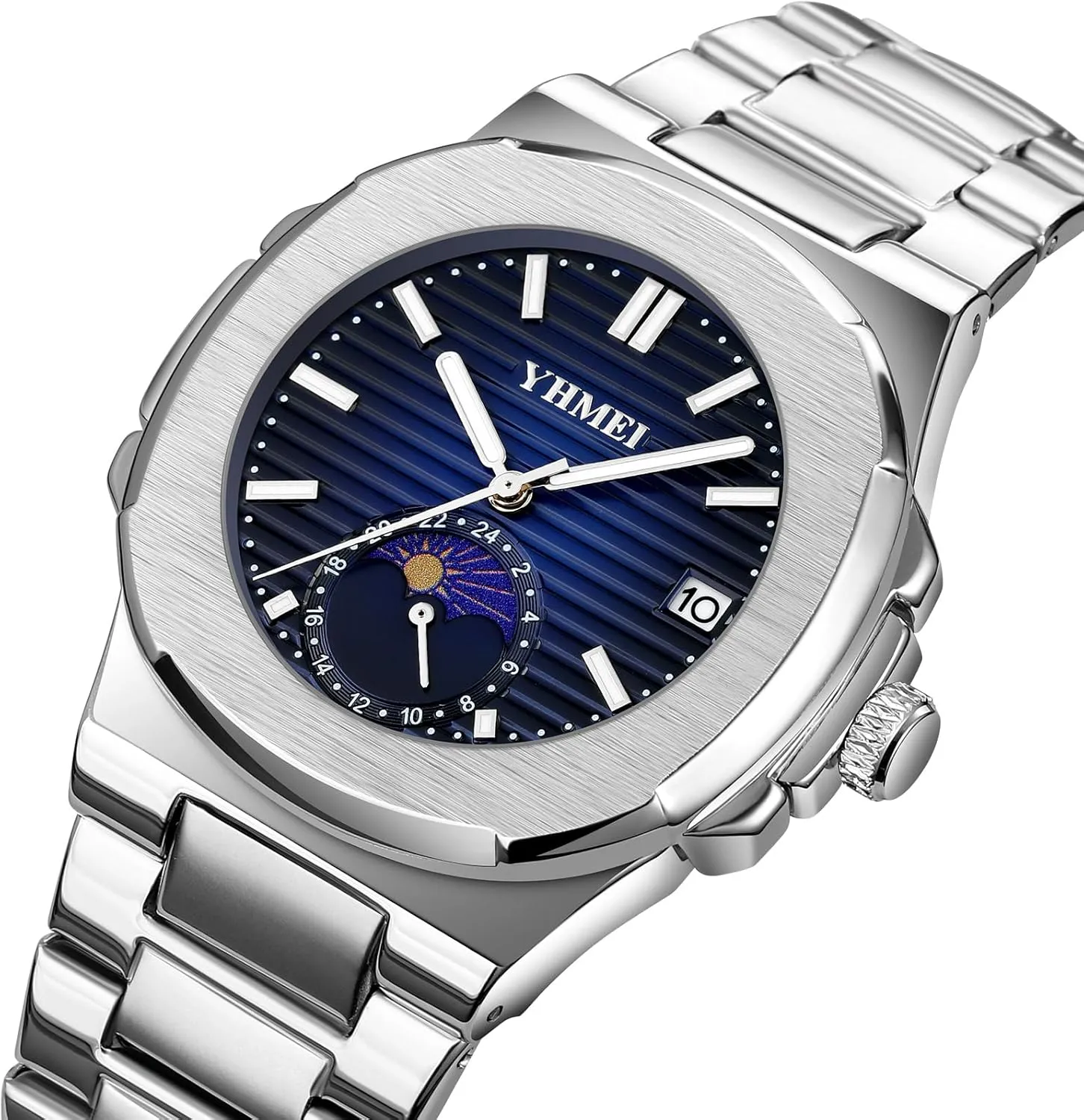 Waterproof Elegant Sport Wristwatch Minimalist Design congenital importer summary Business Dress Watch FANMIS Classic Men's Military Watches Moon Phase Chronograph Stainless Steel 