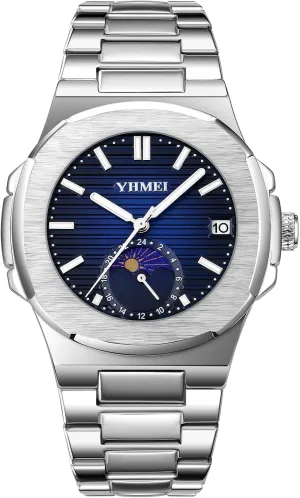 Waterproof Elegant Sport Wristwatch Minimalist Design congenital importer summary Business Dress Watch FANMIS Classic Men's Military Watches Moon Phase Chronograph Stainless Steel 