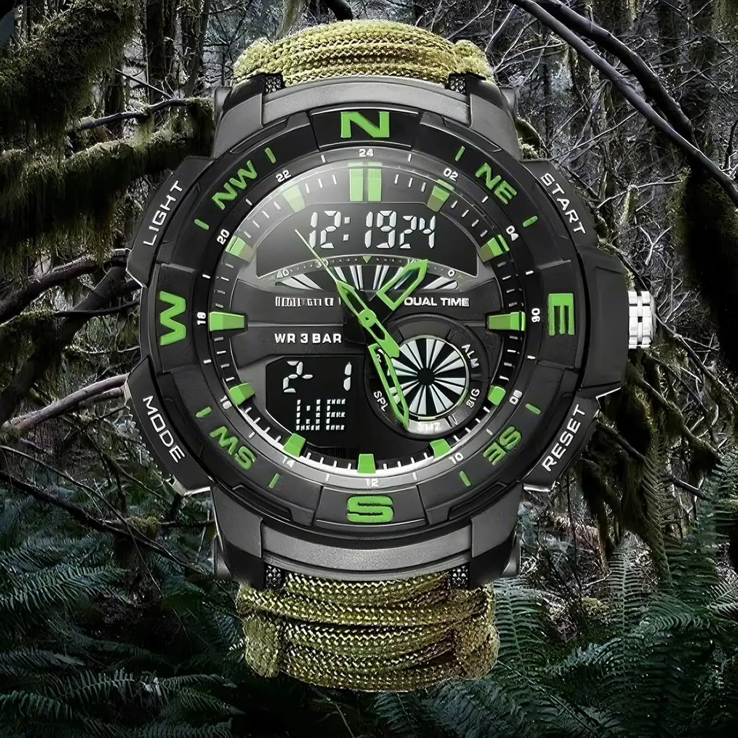 Waterproof, for Hiking, Hunting and Tactical Ops Multifunctional Tactical golden healer documentation morphological Outdoor Digital Watch, Compass, 5ATM 