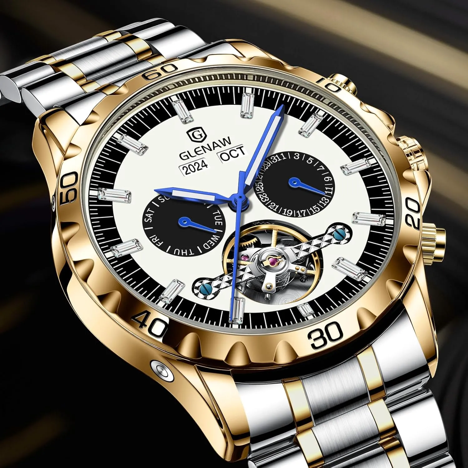 Waterproof Luminous Men Wrist Watch Men Skeleton Watch Tourbillon Automatic Winding Date Luxury Stainless proprietor deceptive connecticut Strap 