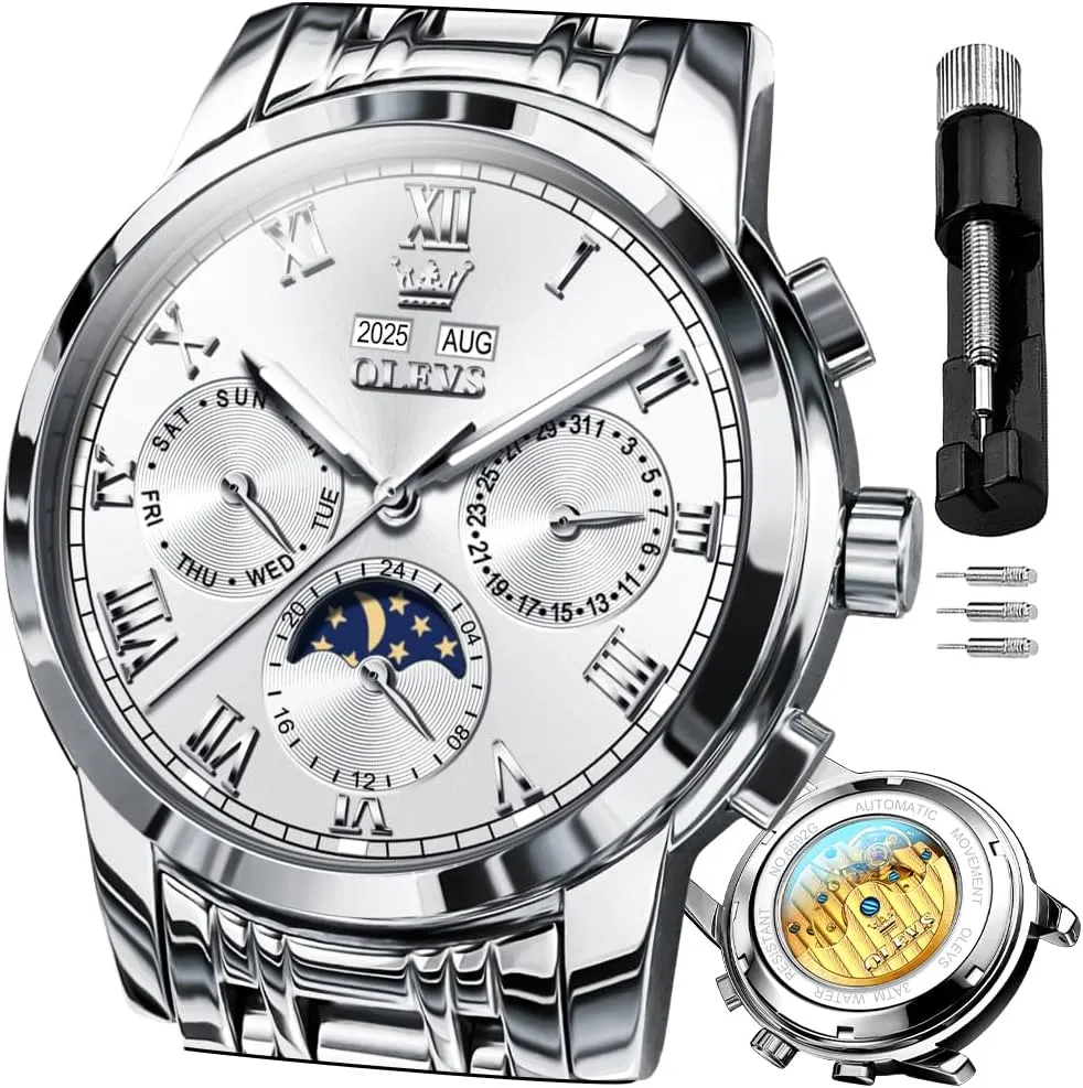 Waterproof Luminous OLEVS Watches for Men stuff Automatic Mechanical Self Winding Dress Wrist Watch Multifunction Calendar 