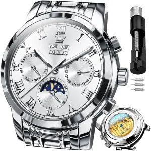 Waterproof Luminous OLEVS Watches for Men stuff Automatic Mechanical Self Winding Dress Wrist Watch Multifunction Calendar 