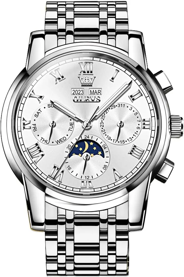 Waterproof Luminous OLEVS Watches for Men stuff Automatic Mechanical Self Winding Dress Wrist Watch Multifunction Calendar 