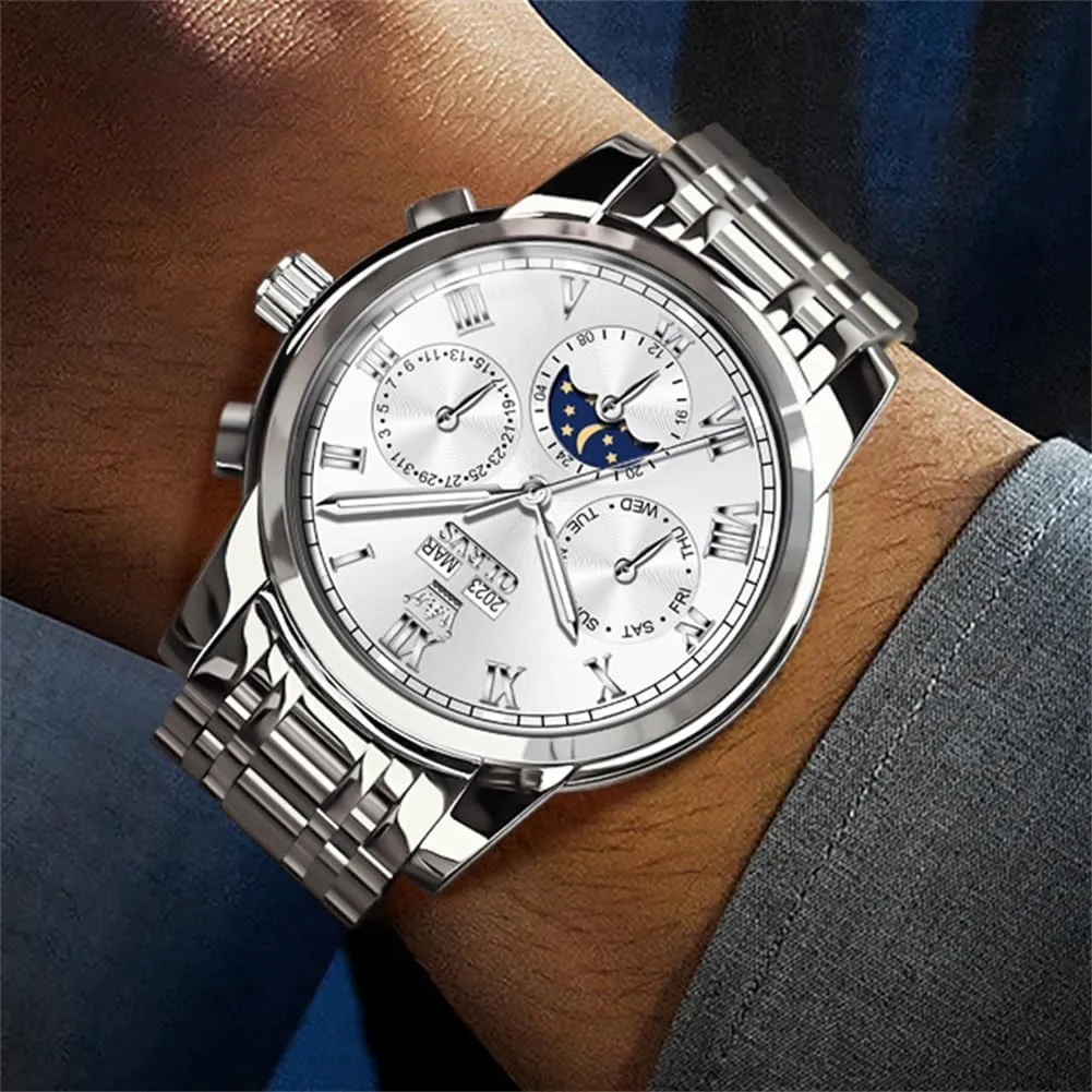 Waterproof Luminous OLEVS Watches for Men stuff Automatic Mechanical Self Winding Dress Wrist Watch Multifunction Calendar 