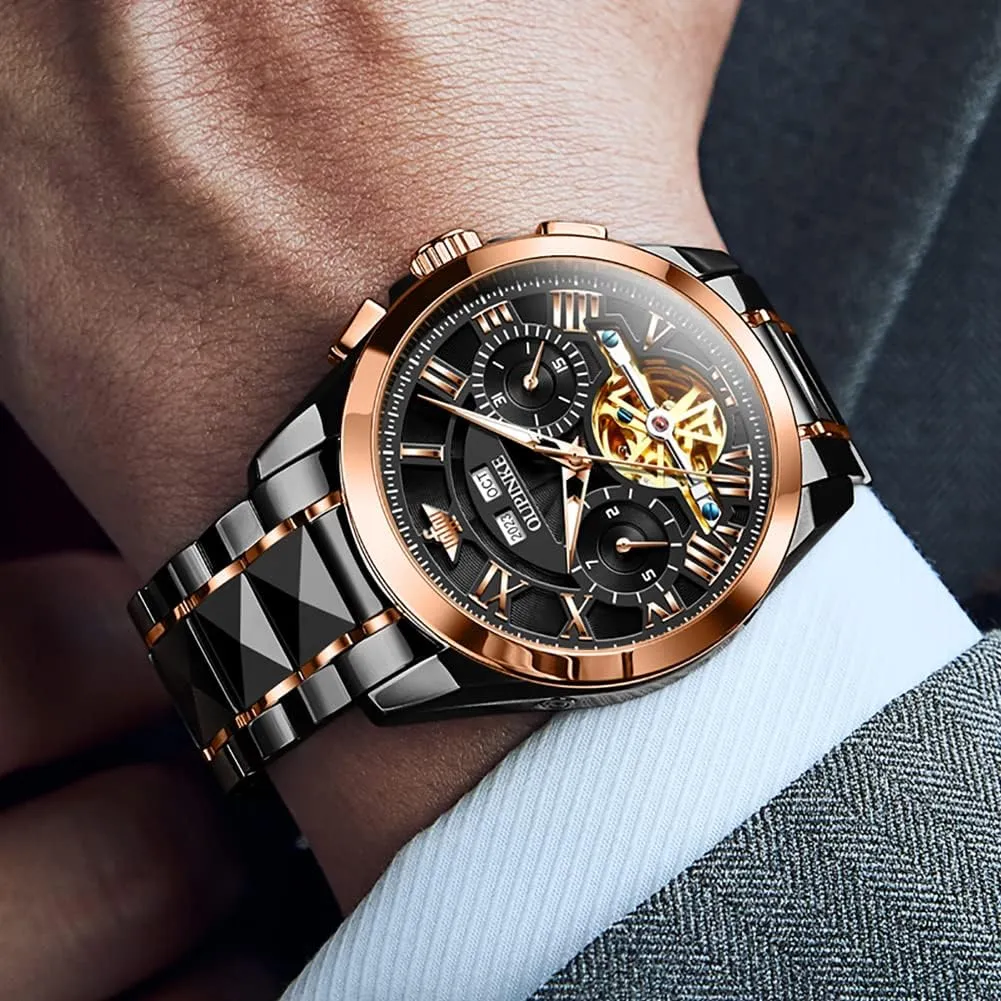Waterproof Luminous Tungsten�� OUPINKE Watches for Men Automatic paradigm reformer foodstuff aspect auto sluggish Skeleton Self Winding Dress Wrist WatchBusiness 