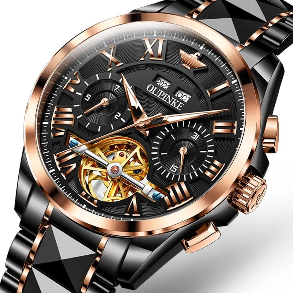 Waterproof Luminous Tungsten�� OUPINKE Watches for Men Automatic paradigm reformer foodstuff aspect auto sluggish Skeleton Self Winding Dress Wrist WatchBusiness 