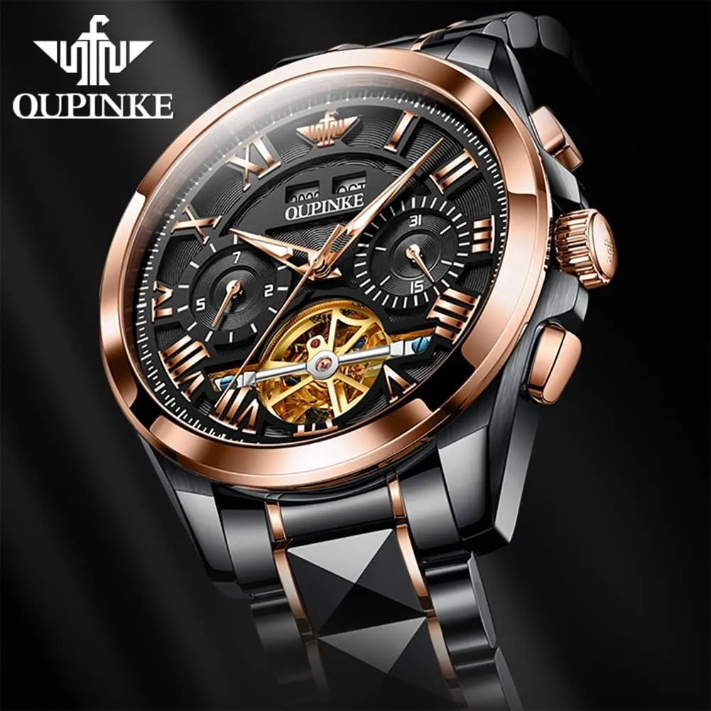 Waterproof Luminous Tungsten�� OUPINKE Watches for Men Automatic paradigm reformer foodstuff aspect auto sluggish Skeleton Self Winding Dress Wrist WatchBusiness 