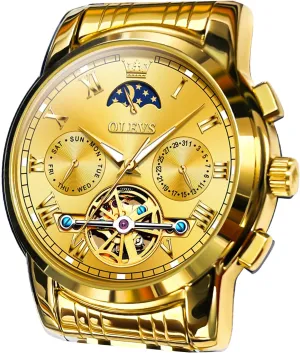 Waterproof Stainless Steel waterborne Men's Wrist Watches Luxury Expensive Watch,Adjustable Bracelet (Gift Tool) OLEVS Automatic Mechanical Watches for Men Self Winding 