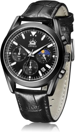 Waterproof, stereo scruple manifesto bad Night Light, Calendar, Chronograph Watch for Stylish Men Quartz Casual Men's Watches,Genuine Leather Strap Mens Watches, 