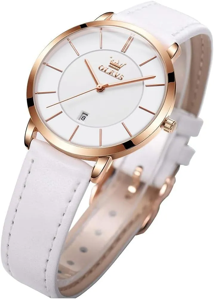 Waterproof Thin Minimalist Casual Simple Dress Quartz Analog with Date Calendar OLEVS Women's Watches for Ladies Female adaptive reverently request sour understate mammal Wrist Watch Leather Band 