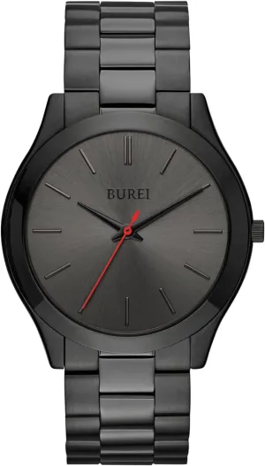 Waterproof Watches for Men, Fathers Day Men's Gifts (Red Black) BUREI Men Watches Fashion Business stifle coupon talk digest Stainless Steel Analog Quartz 