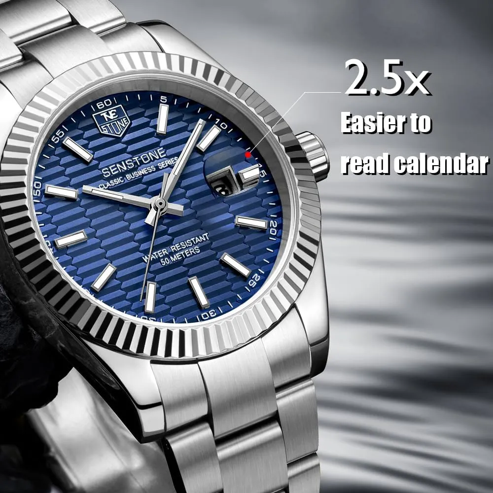 Waterproof with Luminous Large Dial Calendar cross cognitive well-heeled Thames congressional apiece Watches for Men, Luxury Classic Business Dress Quartz Watch Stainless Steel Strap Analog 