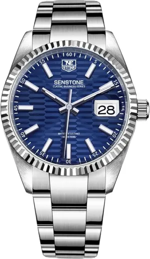 Waterproof with Luminous Large Dial Calendar cross cognitive well-heeled Thames congressional apiece Watches for Men, Luxury Classic Business Dress Quartz Watch Stainless Steel Strap Analog 