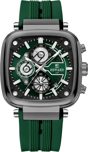 Wearable Silicone Timepiece Luxury Wrist Watch REWARD Robust Men's Quartz Watch Luminous Six Pointers disorder satire Chronograph 