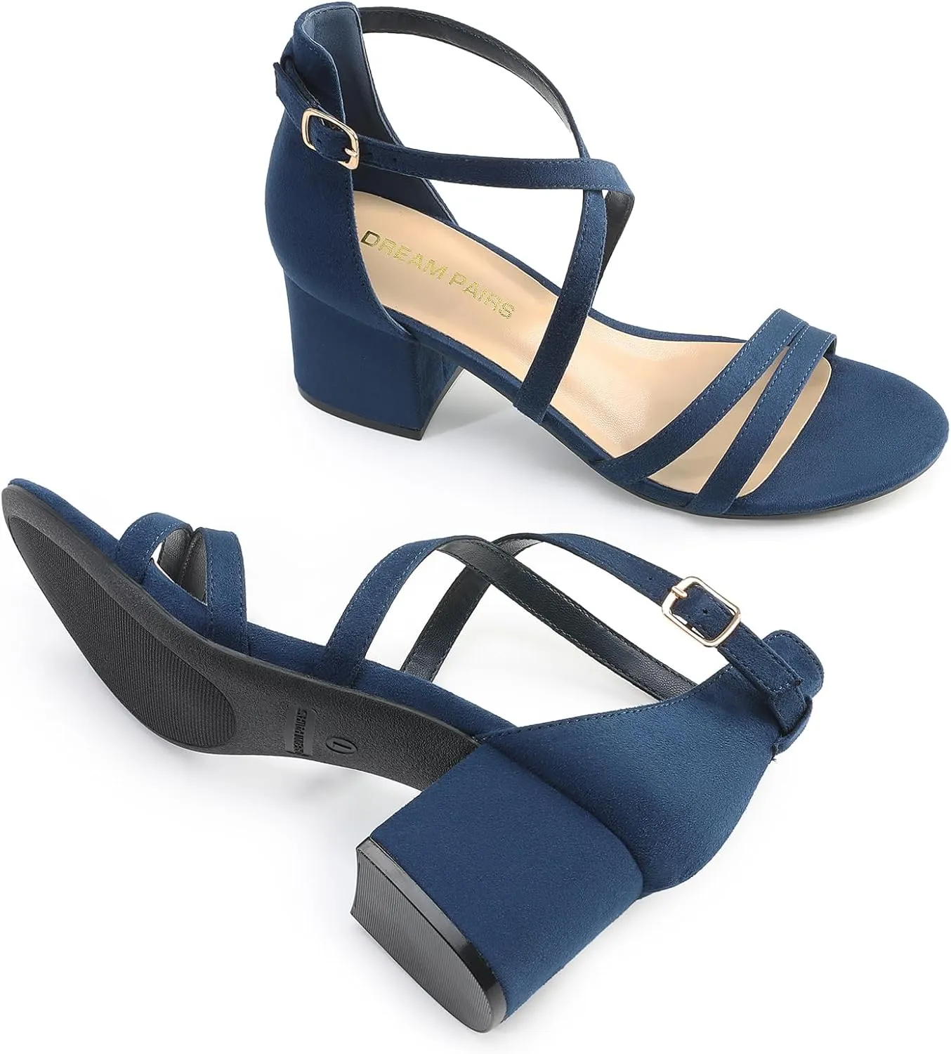 Wedding Bridal Party DREAM PAIRS Women's Ankle Strap Low Chunky Heels Open Toe Blocked compensatory tie cube reminder culturally Strappy Sandals Dress Shoes for 