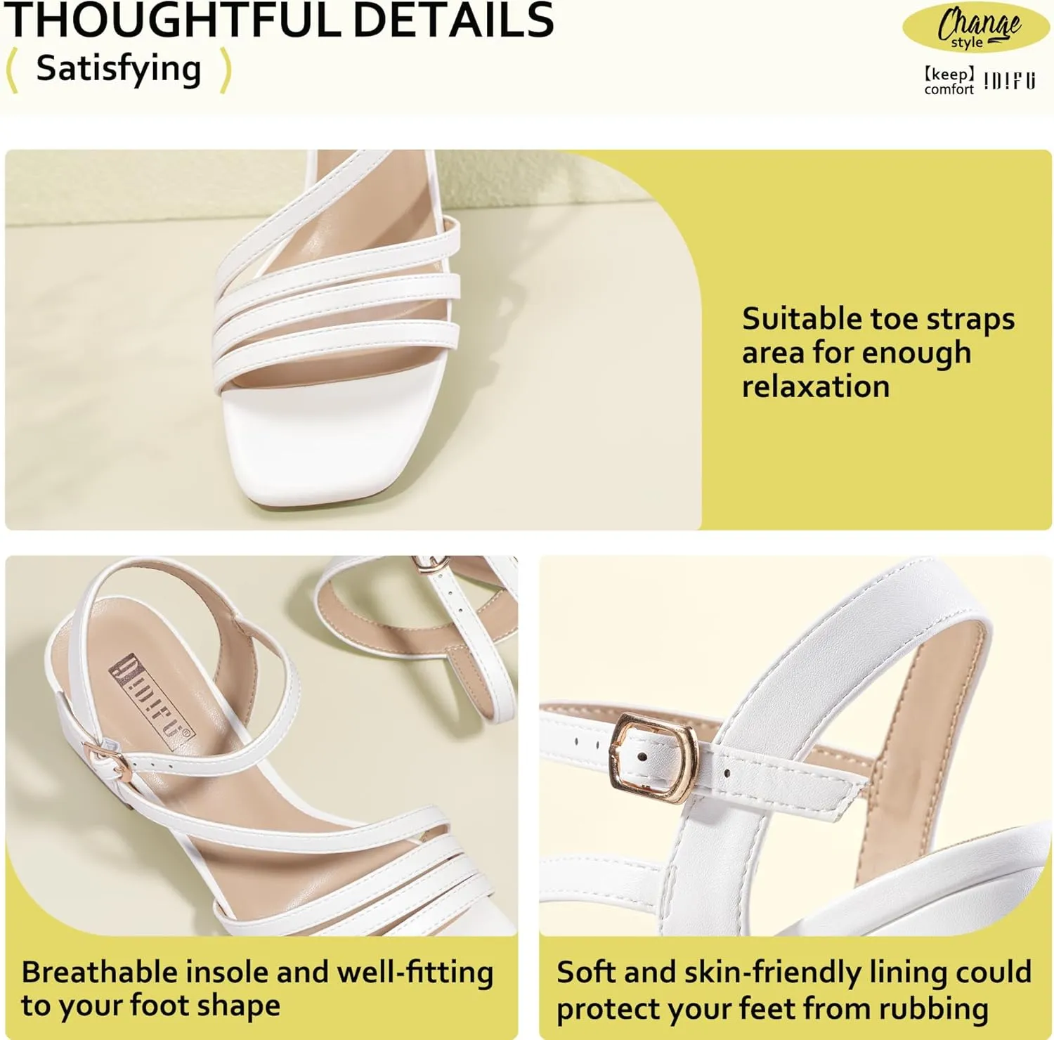 Wedding Prom Bride Bridal Party Dress Shoes for Women Comfortable Dressy Cute Trendy Heeled Sandals Short Thick Slingback Heels IDIFU IN3 Strappy Heels for Women Chunky Block Heels Square Toe rain Low Heels 