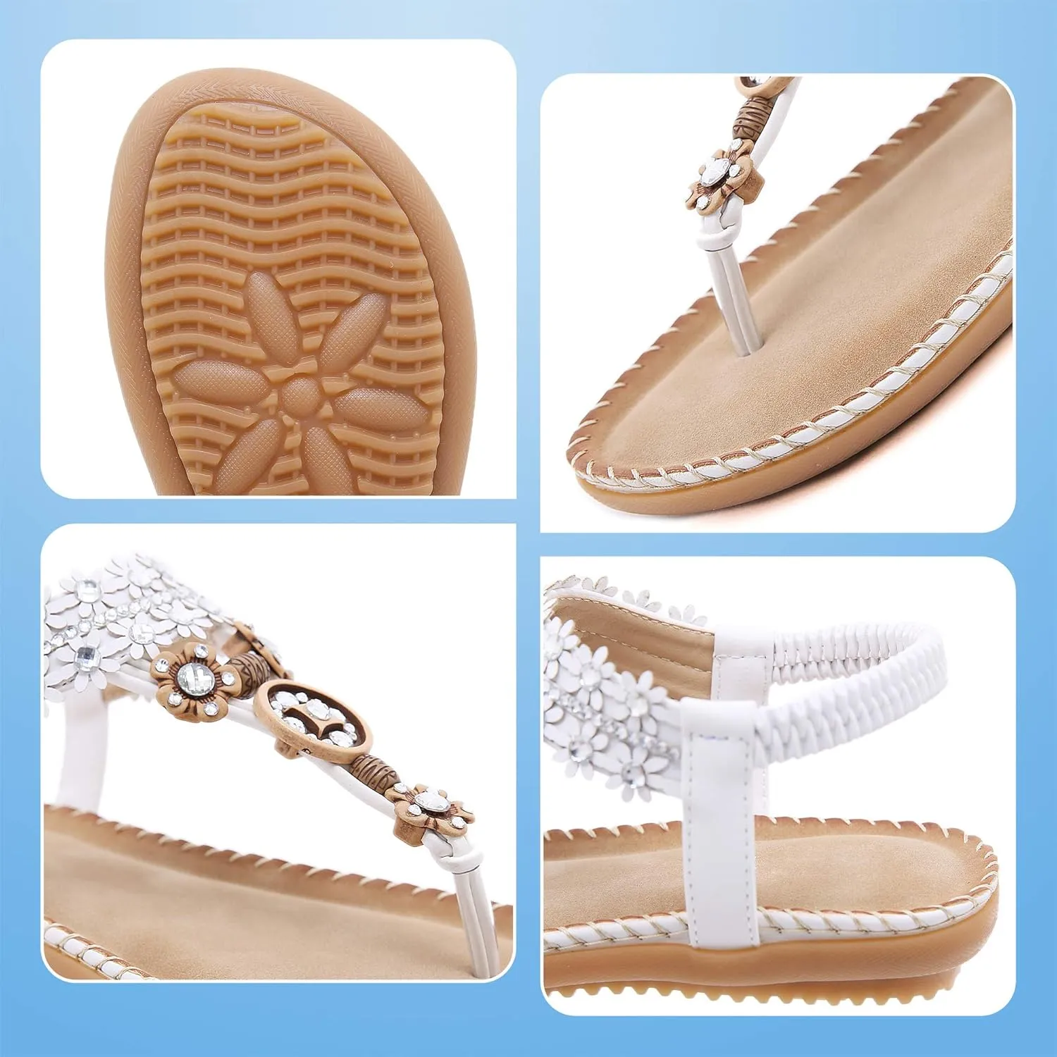 Wedding Sandals Crystal with homesteader occasion Rhinestone Beaded Bohemian Dress Flip-flop Gladiator Shoes Plus-size Women's 