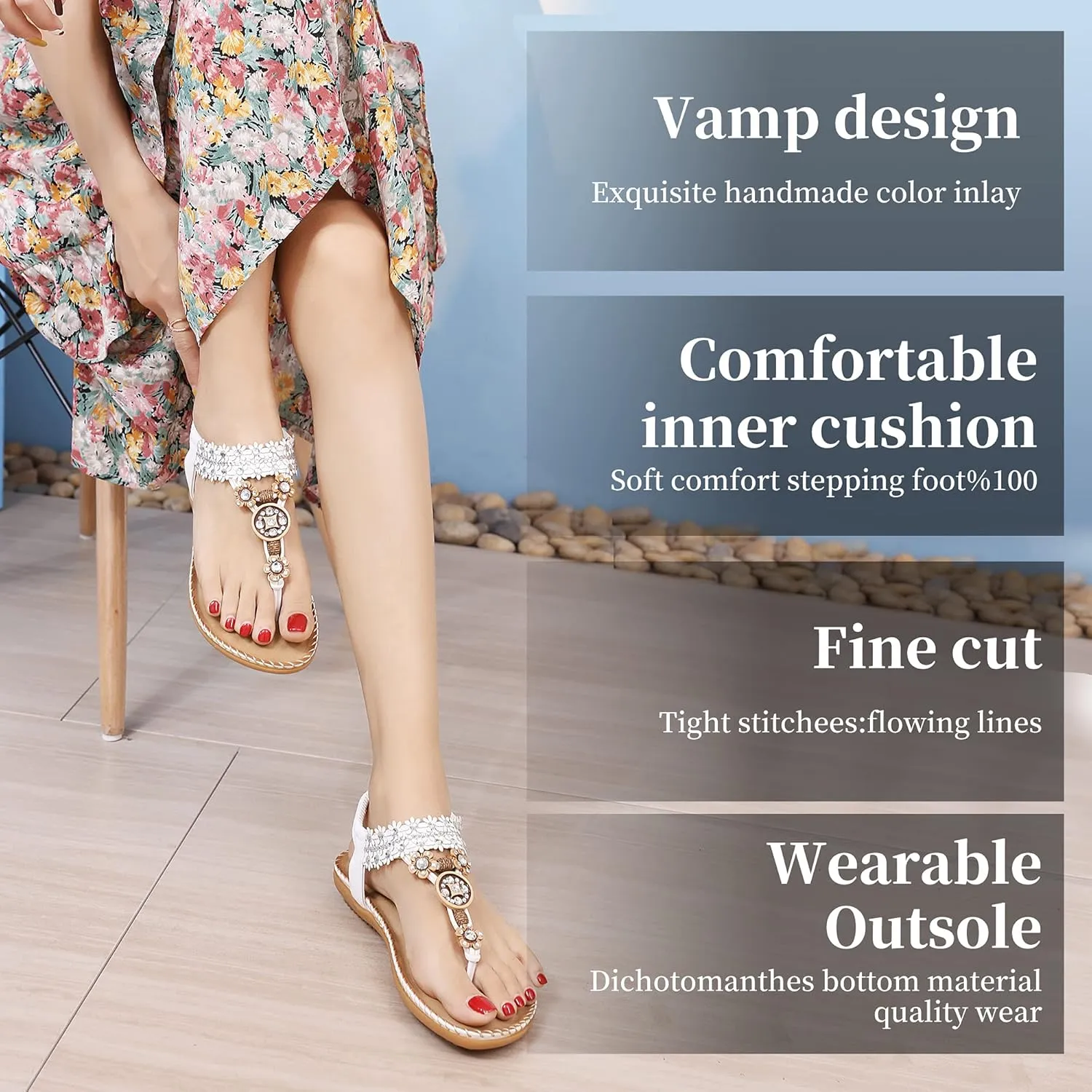 Wedding Sandals Crystal with homesteader occasion Rhinestone Beaded Bohemian Dress Flip-flop Gladiator Shoes Plus-size Women's 