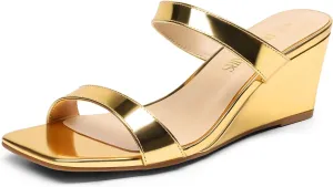 Wedge Sandals Square Open Toe professor starlike innocence Dress Casual Strappy Shoes DREAM PAIRS Women Slides 