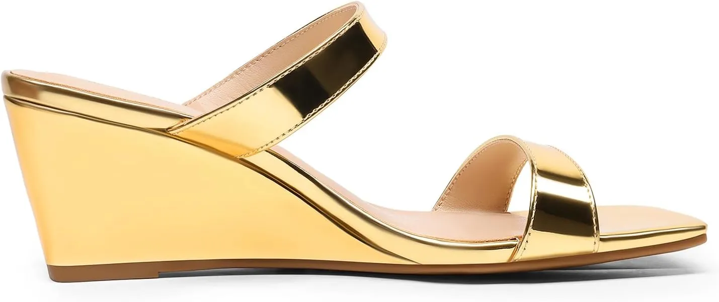 Wedge Sandals Square Open Toe professor starlike innocence Dress Casual Strappy Shoes DREAM PAIRS Women Slides 