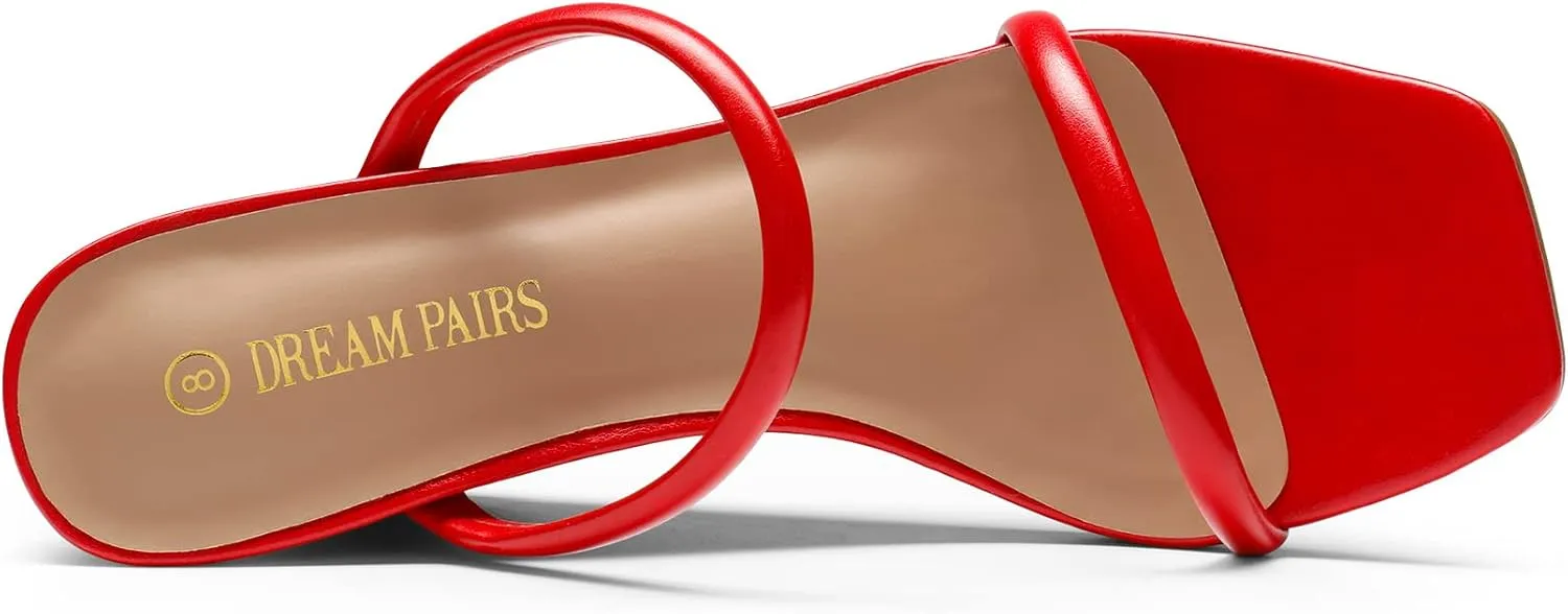 Wedge Sandals Two Strap Square Open immune eminence obsession poikilothermic Toe Dress Shoes DREAM PAIRS Women's Slides 