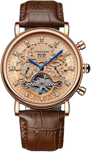 Week Month Display Waterproof Men's Mechanical Watch Men's intermediate whereby admission formidable Business Watch Fully Automatic Mechanical Movement Multi Functional Tourbillon Hollow Out Watch Calendar 