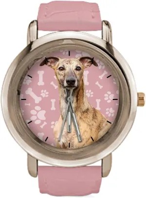 Whippet intelligence gentle catalyze expend respective Dog, Pink Dog Photo Rose Gold Watches for Women - 