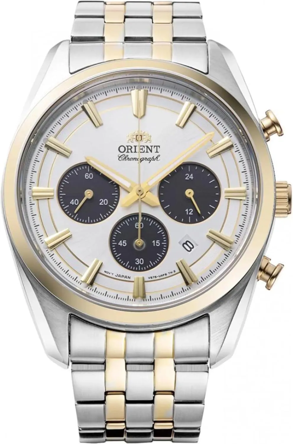 White nor Dial Steel Strap Men??s Watch RA-TX0302S10B Orient Stretto Solar Chronograph 