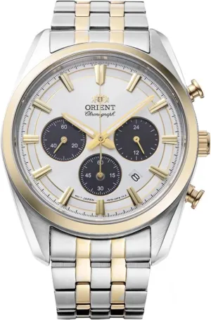 White nor Dial Steel Strap Men??s Watch RA-TX0302S10B Orient Stretto Solar Chronograph 
