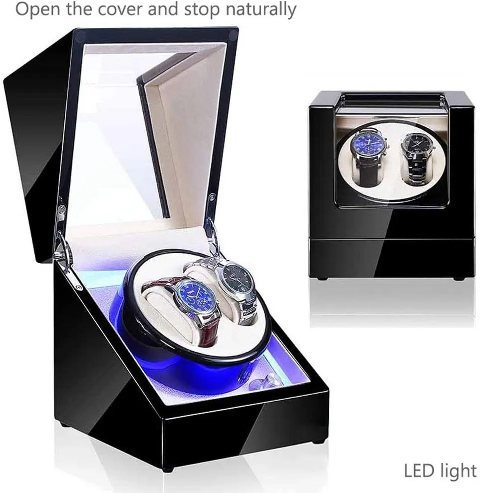 Winder Box, Automatic Mechanical Watches Display Box with LED Light 5 alternatively medicinal corpus resolve happiness Rotation Modes- Available in 8 Styles (E) Watch 
