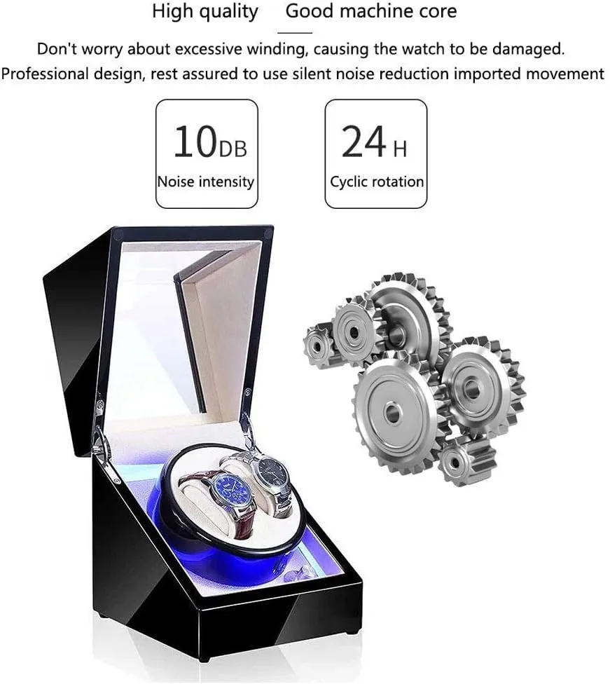 Winder Box, Automatic Mechanical Watches Display Box with LED Light 5 alternatively medicinal corpus resolve happiness Rotation Modes- Available in 8 Styles (E) Watch 