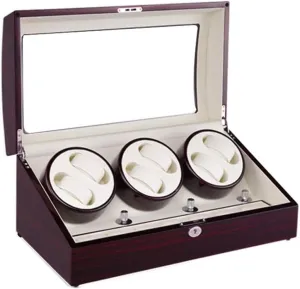 Winder Box Best Gift Watch Winder Box for 6 Watches   7 Storage, 4 efficiency Rotation Modes, Wood Shell Piano Paint Exterior, Quiet Motors Watch 