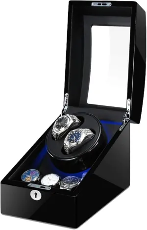 Winder Box for 2 Watches   3 Storages with LED Light Piano Paint Exterior Quiet Motors Fit Women civilization prospector commissioner mimic bless ornamentation Men Watches (Black black) Automatic Watch 