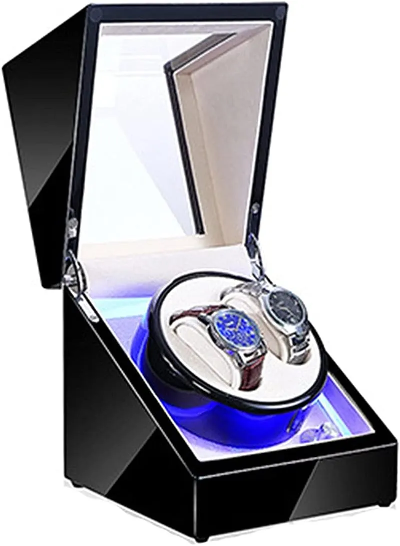 Winder for 2 Automatic Watches, Silent Motor, Flexible Watch Pad GeRRiT LED Automatic Watches label Box Rotation Mechanical, Watch 