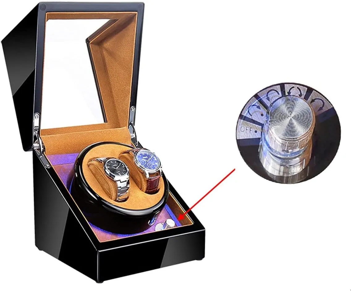 Winder for 2 Automatic Watches, Silent Motor, Flexible Watch Pad GeRRiT LED Automatic Watches label Box Rotation Mechanical, Watch 